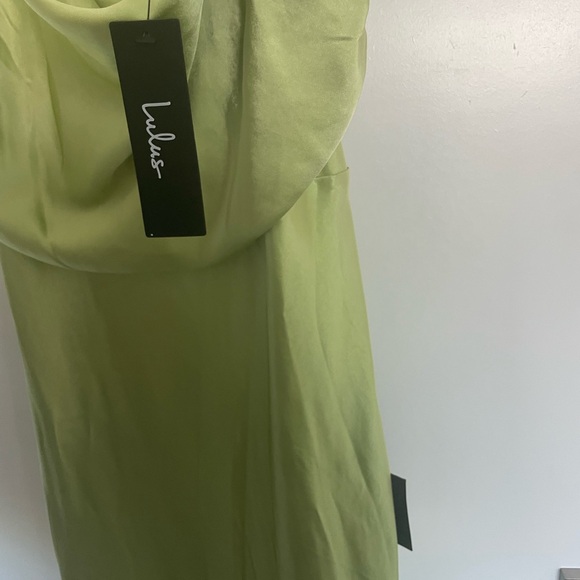 Lulus Flawless Finesse Light Green Satin Cowl Neck Backless Midi Dress - Picture 6 of 11